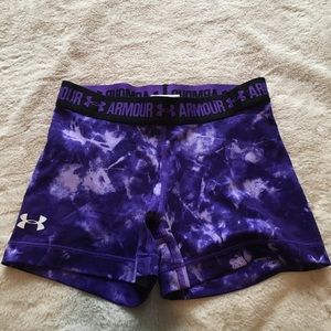 Under Armour Spandex Shorts Purple Tie Dye Small